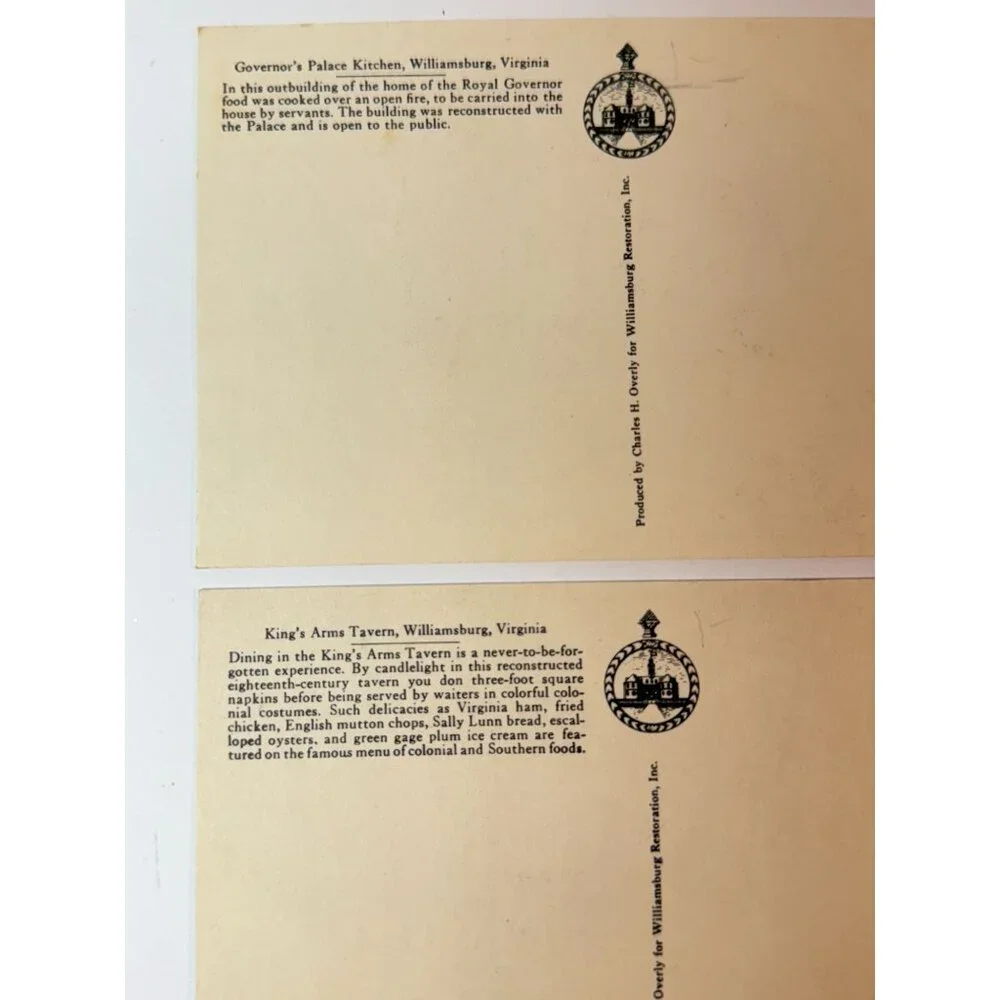 Vintage Charles Overly Williamsburg Restoration Colonial Virginia Postcards Ephe